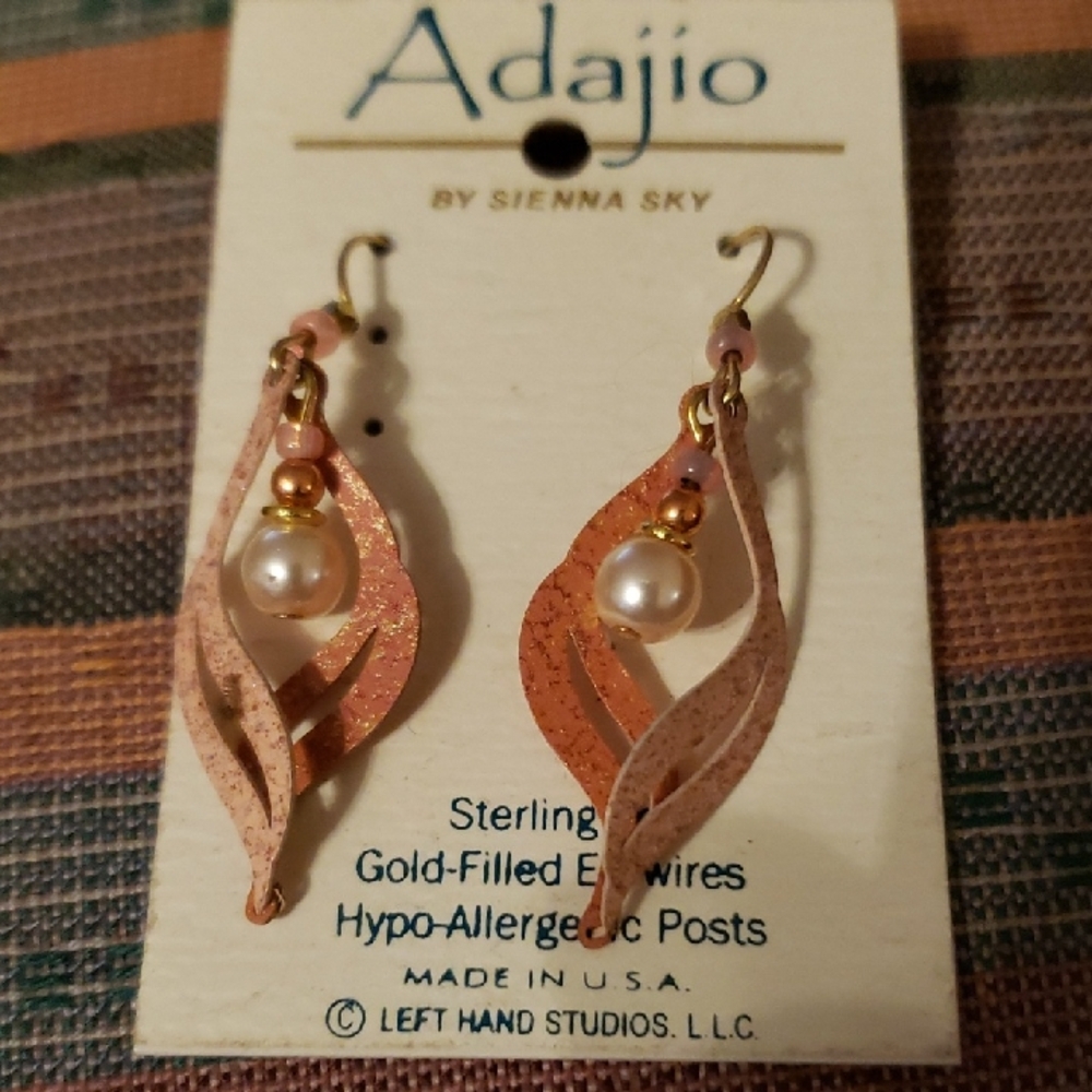 Adajio Pink and Gold Leaf Earrings